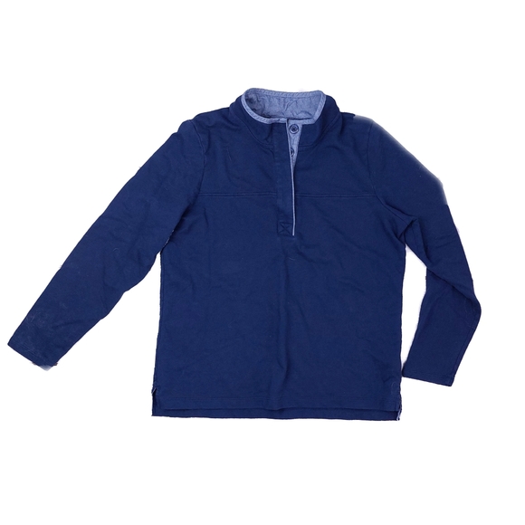 L.L.Bean Mens L Navy Blue 4 Button Denim Placket Long Sleeve Shirt - Picture 4 of 7